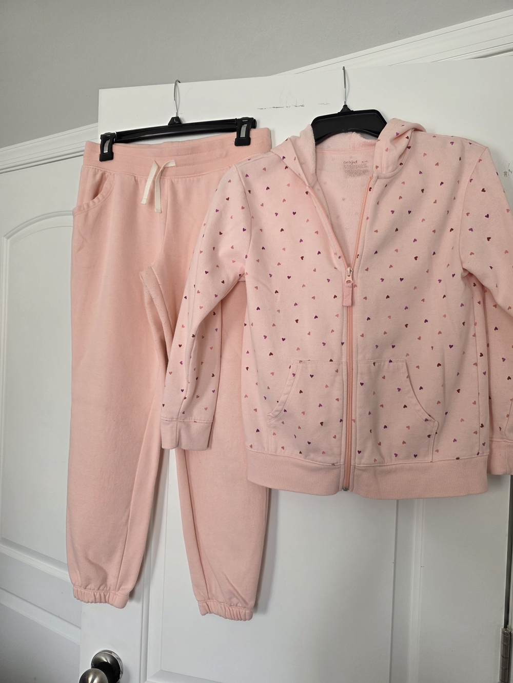 Cat & Jack Light Pink Heart Zip Hoodie and Jogger Set